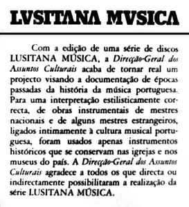 Vinil: Sonatas de Orgão Lusitana Musica III Carlos Seixas / G. Doderer