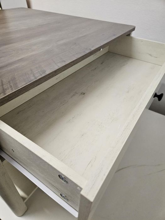 Stolik kawowy ława 2 szuflady półka 80 x 80 x 45cm. Złożony