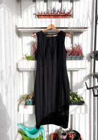 Czarna elegancka ołówkowa biurowa sukienka midi z wiskozą H&M 36/38