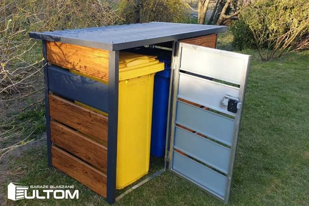 Wiata śmietnikowa panelowa ażurowa akrylowa drewnopodobna