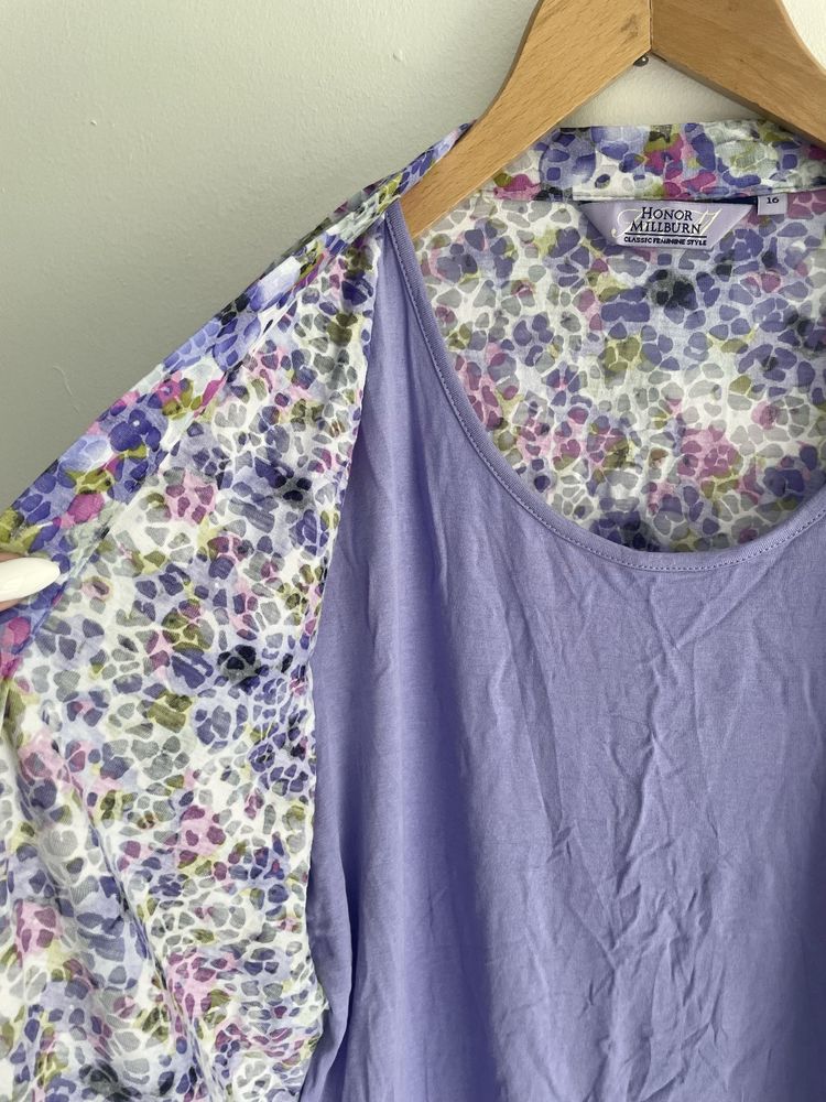 Fioletowa bluzka ladny wzór plus size