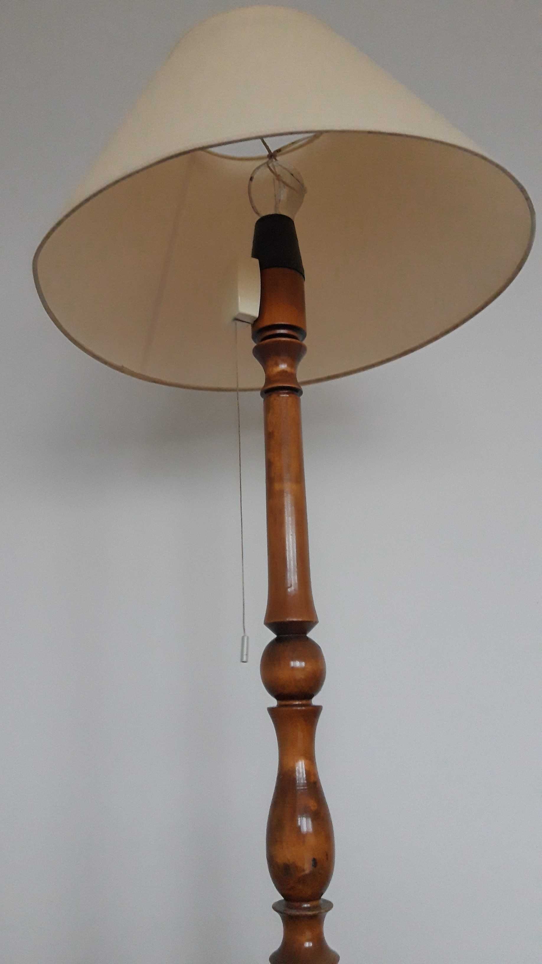 Lampa PRL zabytek, drewniana, abażur. Made in Poland. 40 lat.Mega stan