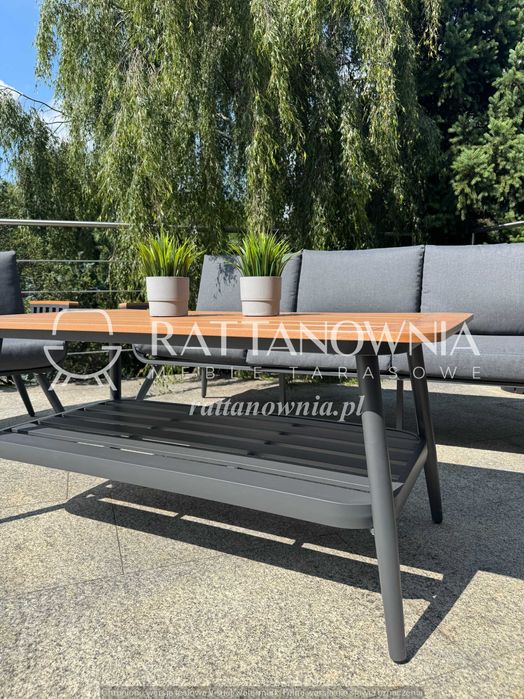 Komplet Mebli Ogrodowych Aluminiowy Zestaw na Taras Antracyt WYPRZEDAŻ