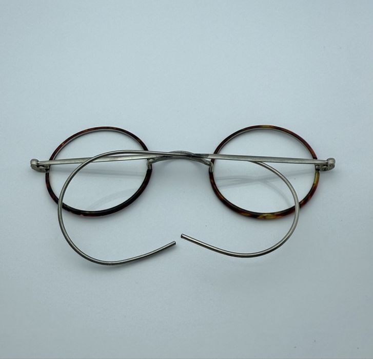 Przedwojenne stare binokle, okulary giete z etui
