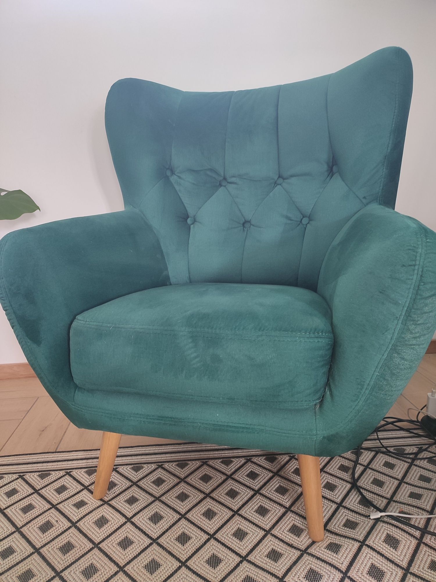 Sofa+fotel kolor butelkowa zieleń