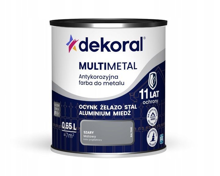Dekoral Multimetal Farba ANTYKOROZYJNA szary matowy RAL7046 0,65L