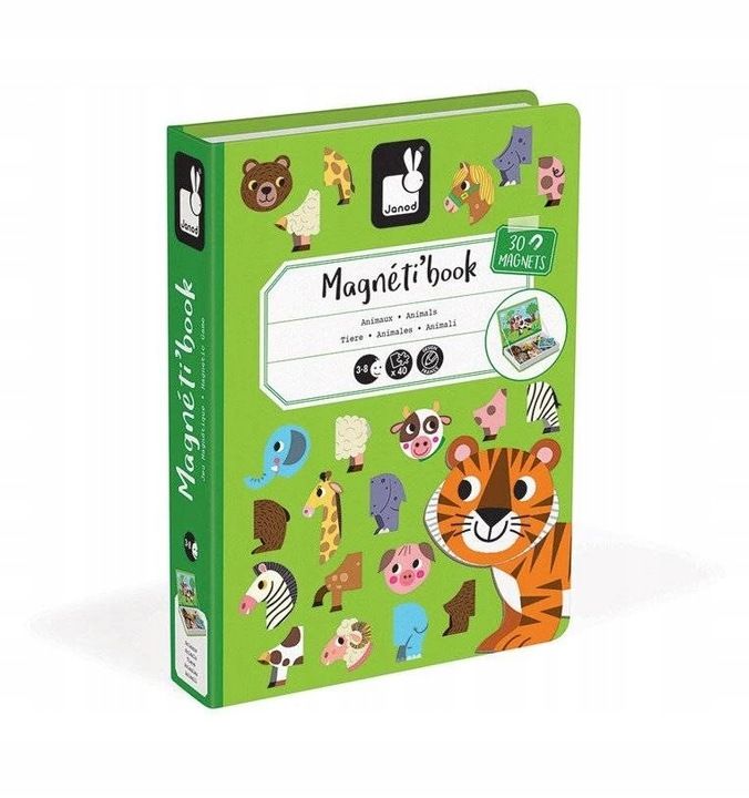Układanka Magnetyczna Magnetibook Zwierzęta Dla Dzieci, 3 Lata+, Janod