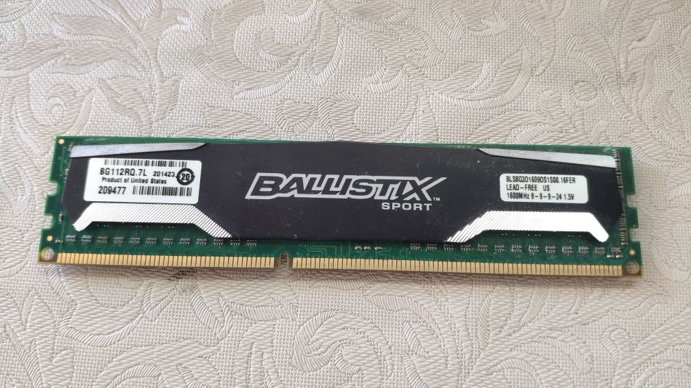 Ram 8gb Ballistix Crucial  1600Mhz modelo bls8g3d1609ds1s00.16fer