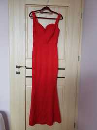 Czerwona długa sukienka suknia na ramiączkach Missguided 34 idealna