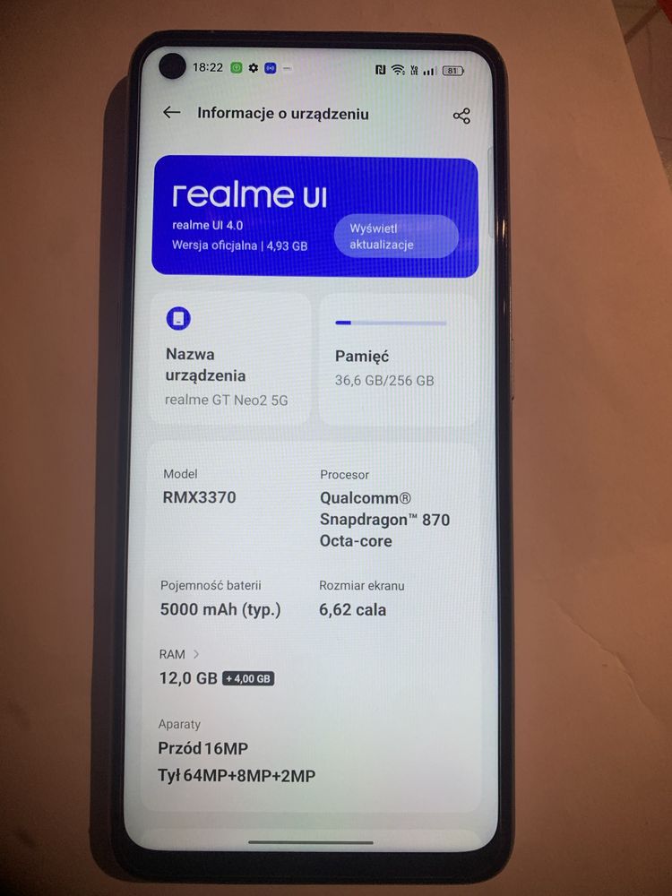 Realme gt neo 2 12/256 gb jak nowy