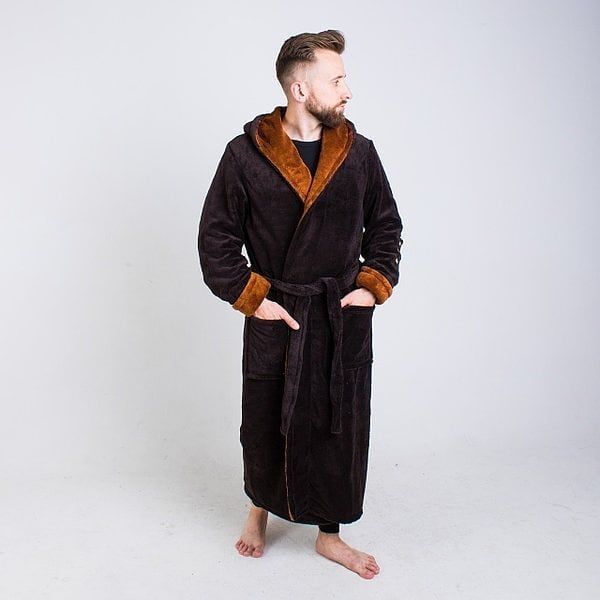 Мужской махровый халат / Мужской халат на запах батал S-6XL