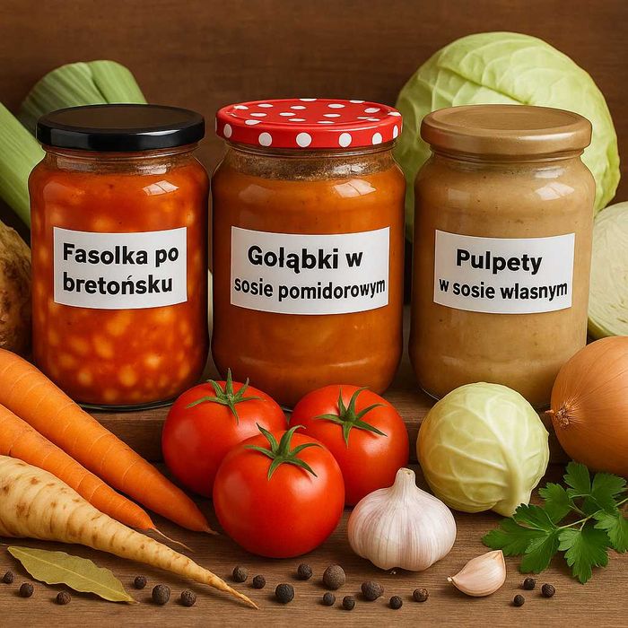 Zestaw 10 słoików 0,9l wekowanych z obiadami wysyłka paczka termo