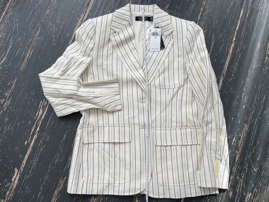 Ralph Lauren striped Cotton-Blend Blazer Пиджак лен с котоном р 10 США