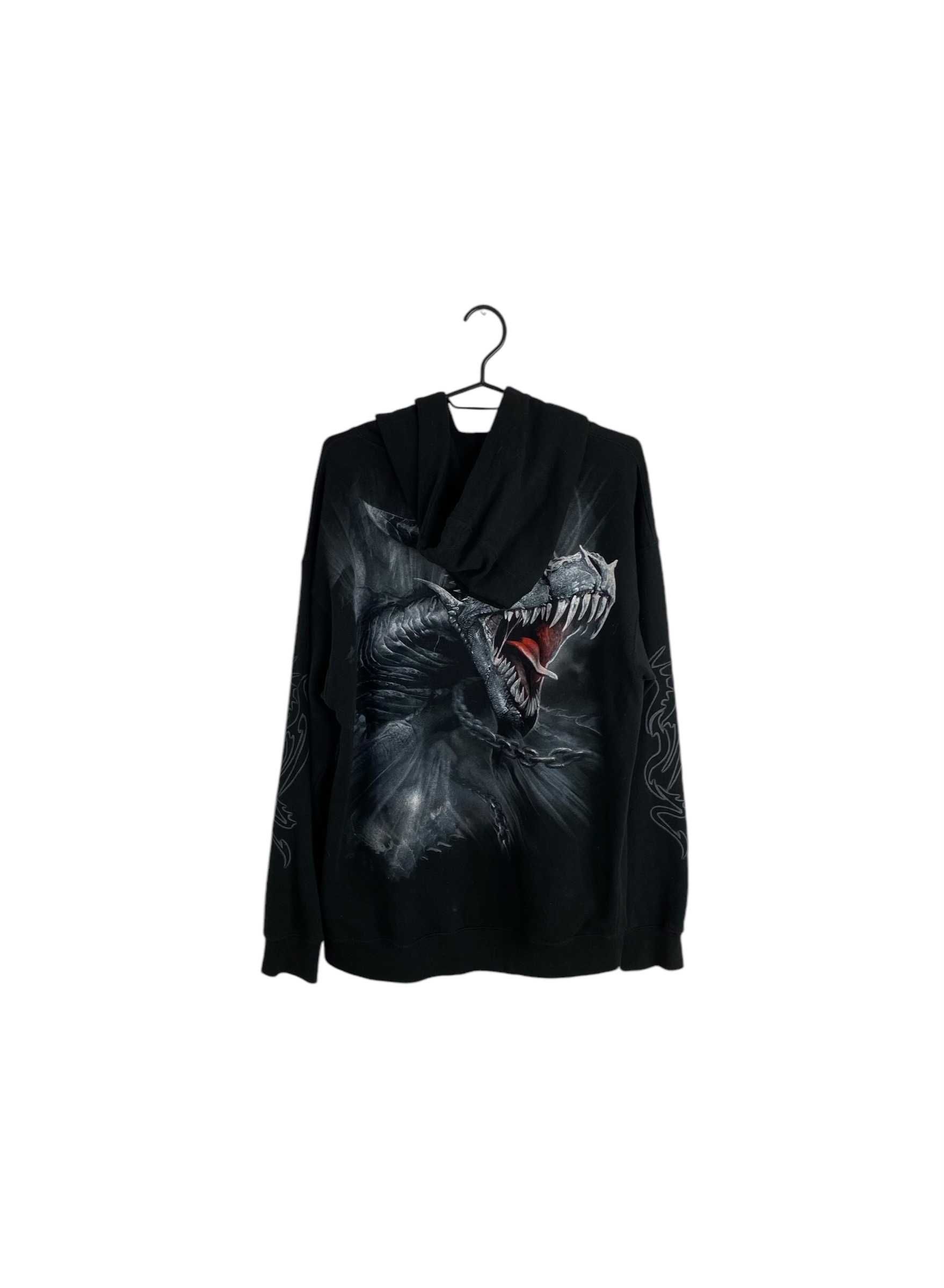 Y2k Dwustronna bluza ze smokiem, opium, affliction, rozmiar M
