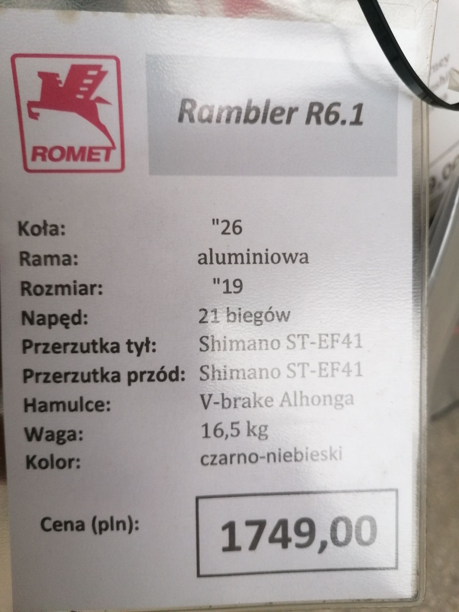 Rower Romet Rambler R6.1 nowy, wyprzedaż - likwidacja sklepu!
