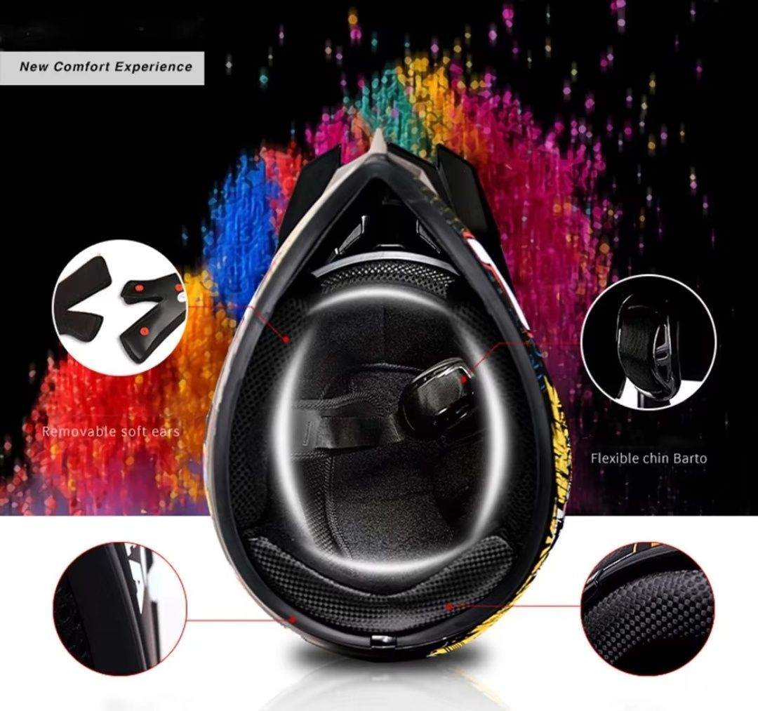 Capacete de Motocicleta NOVO + OFERTA Óculos, Luvas e Gorro! M/F