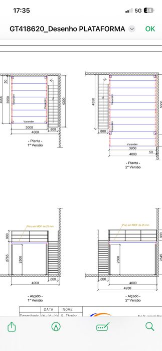 Plataforma em ferro “mezanini” com escada