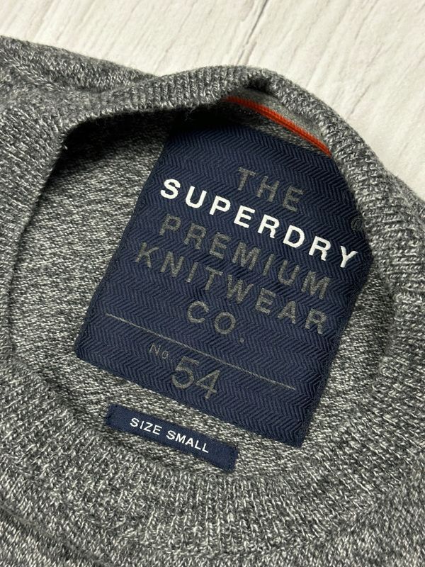 Superdry Bawełniany Sweterek z Kaszmirem Męski Logowany na Piersi r. S