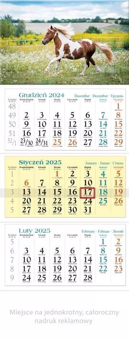 Kalendarz 2025 trójdzielny Konik. Lucrum