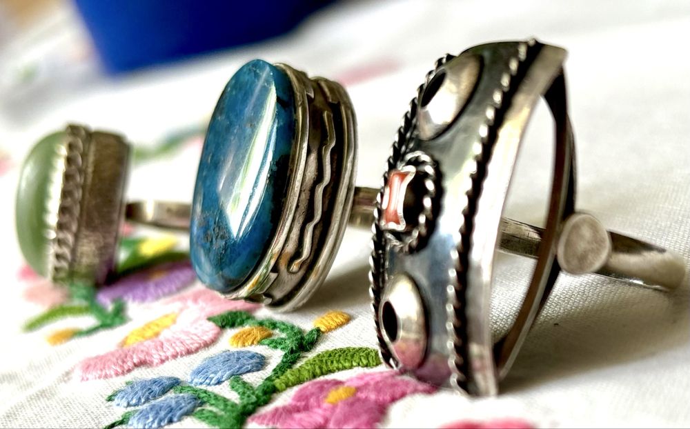 Stare srebro PRL stary srebrny pierścionek Warmet ? kopułka  vintage