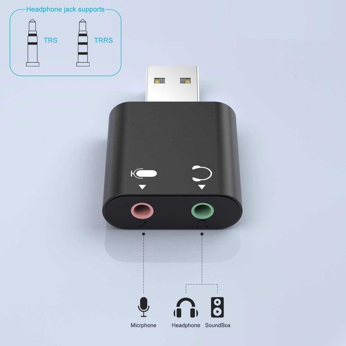 Zewnętrzna karta dźwiękowa USB Sound Card do komputera laptopa PS4 PS5