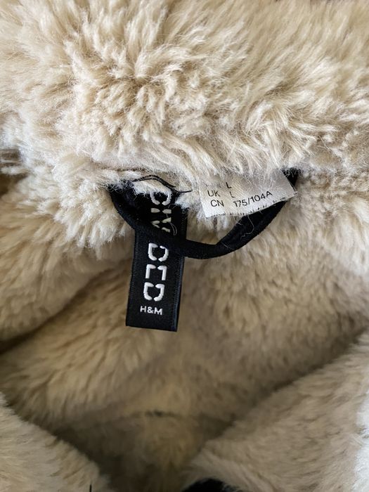 Kurtka kożuszek a'la zamszowa z imitacją futra roz. L H&M