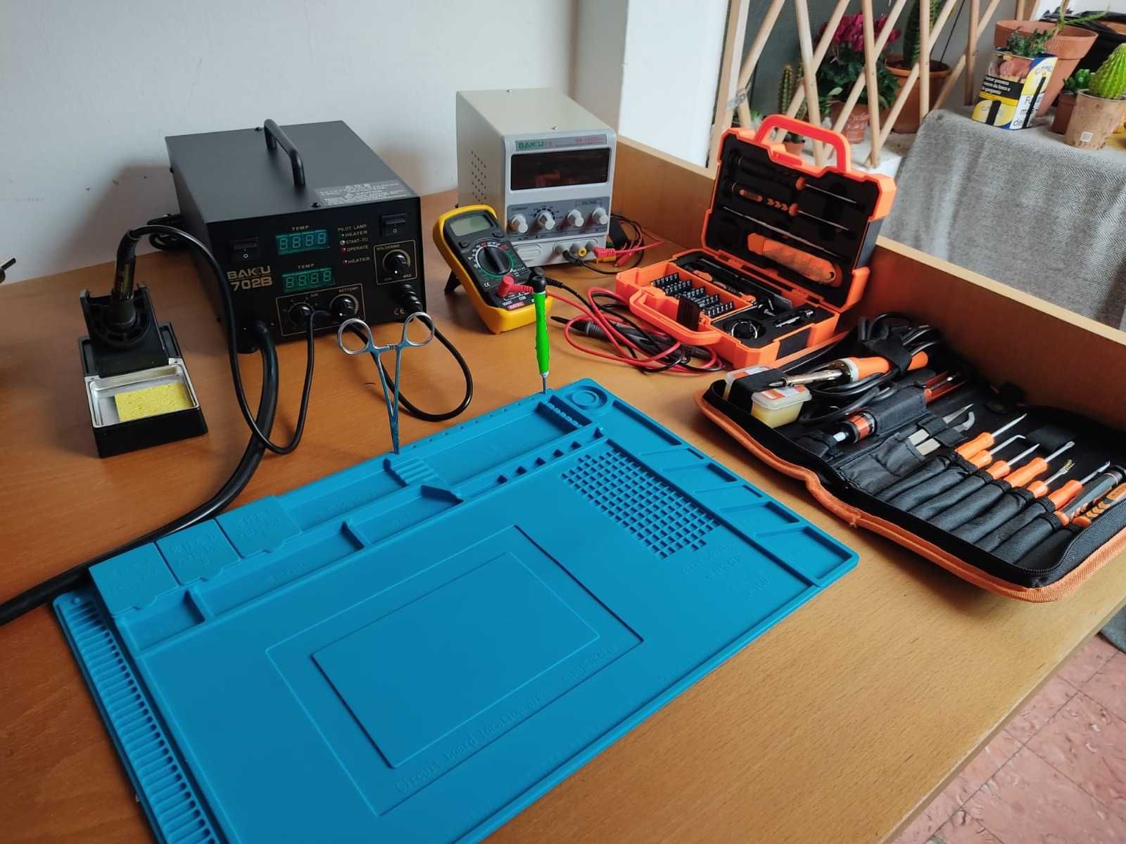 Kit técnico completo - Estação de solda e ar quente / mais diversos