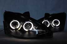 Lampy przednie przód FORD FOCUS I 1 98-01 Tuning LED RINGI BLACK NOWE!