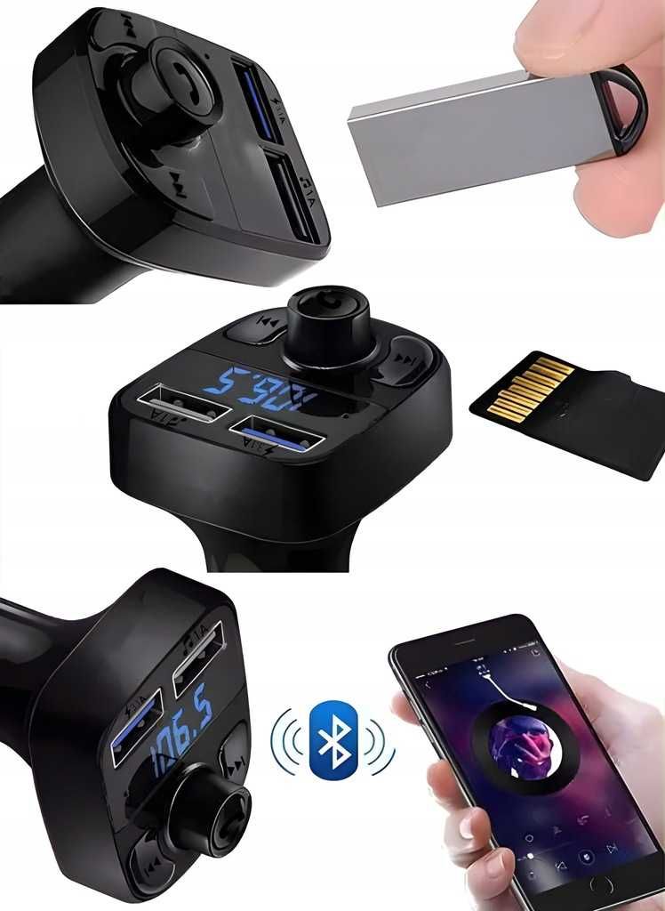 TRANSMITER FM audio bluetooth MP3 SD BT na pendrive ładowarka USB 3.1