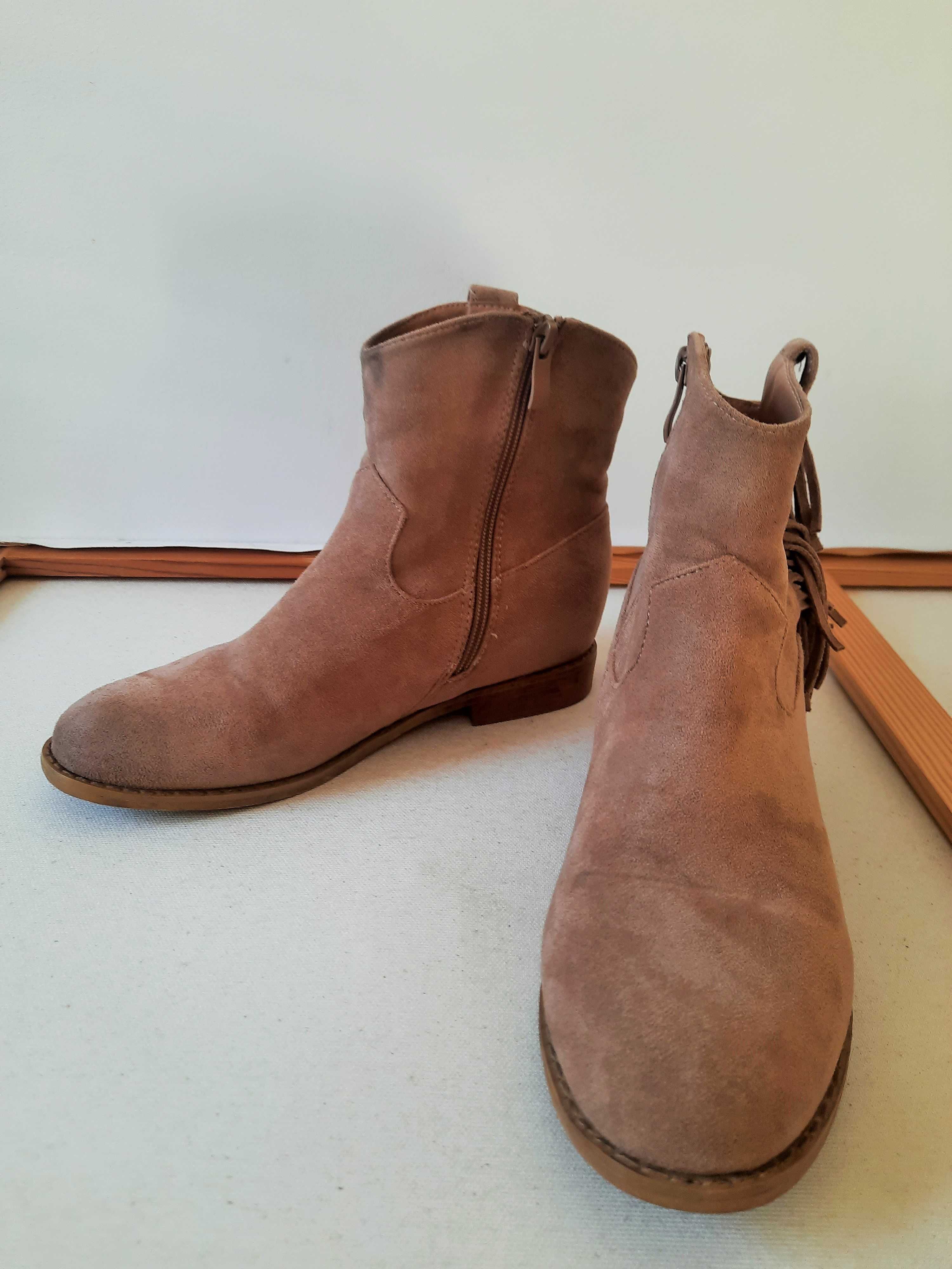 Buty kowbojskie , botki zamsz, nubuk, rozmiar 38, kozaki, za kostkę