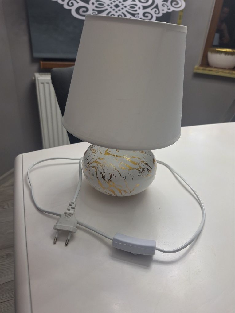 Lampka biało złota glamour home & you marmurek i