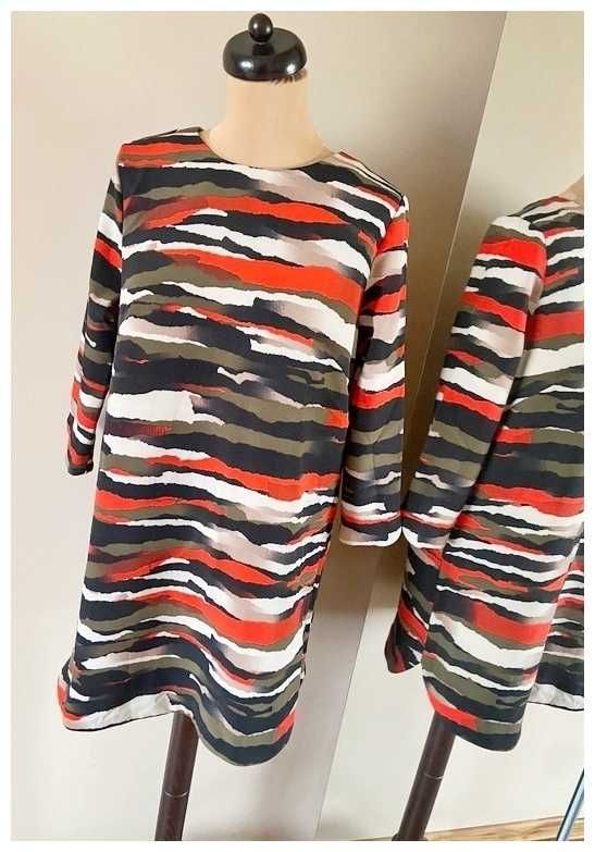 Hm h&m sukienka bluza zebra kolorowa trapezowa 42 40 xl l