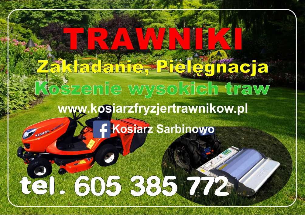 Koszenie trawników trawy nieużytków działek pod budowy lub na sprzedaż