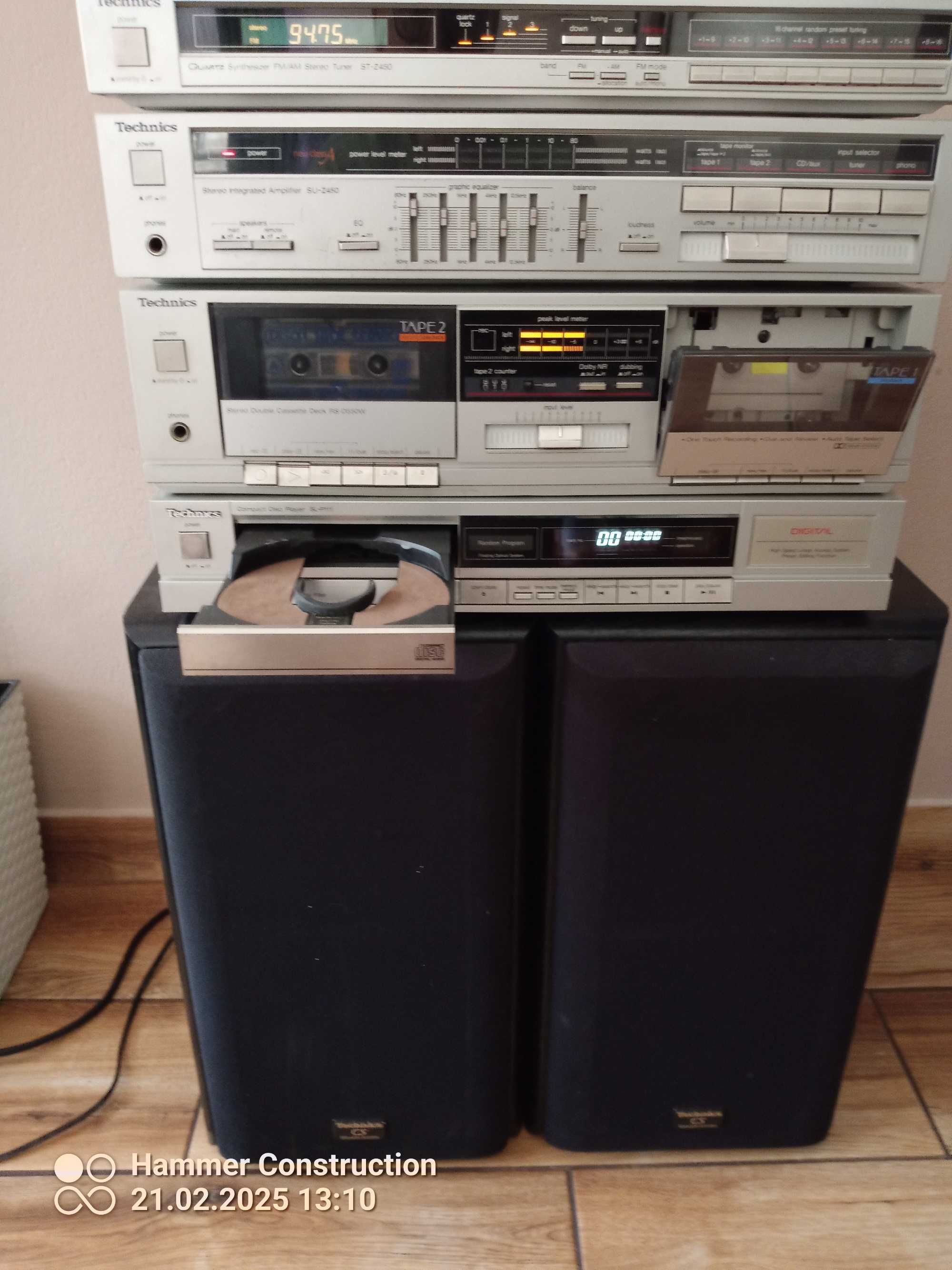 Super Wieża TECHNICS Z-450 Mega Unikat Srebrny z Kolumnami
