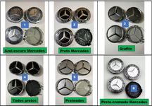 4 centros de jantes 75mm Mercedes Azul, Preto, Prateado Etc.
