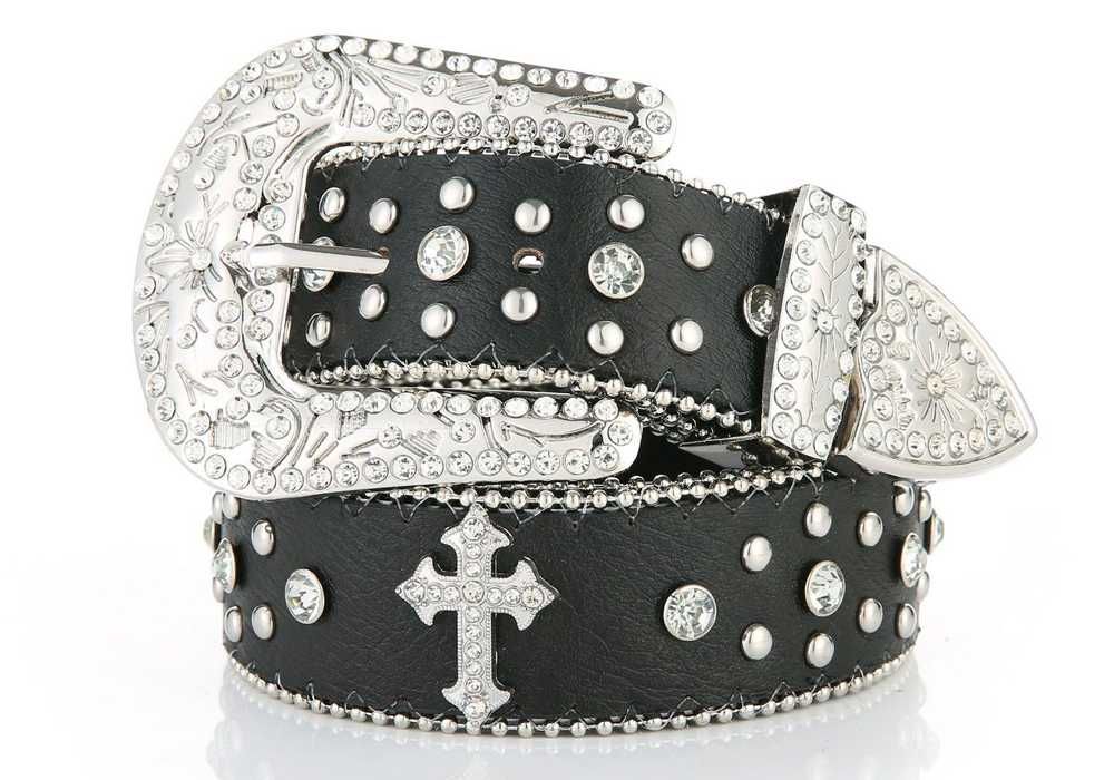 Ремень Б.Б.Симон c крестами белый|  chrome hearts  B.B. Simon Belt