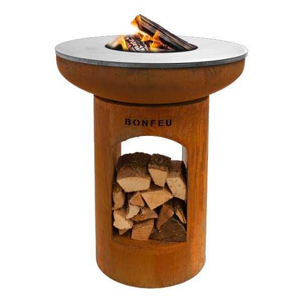 Braseiro com prancha BonBiza Open em Corten