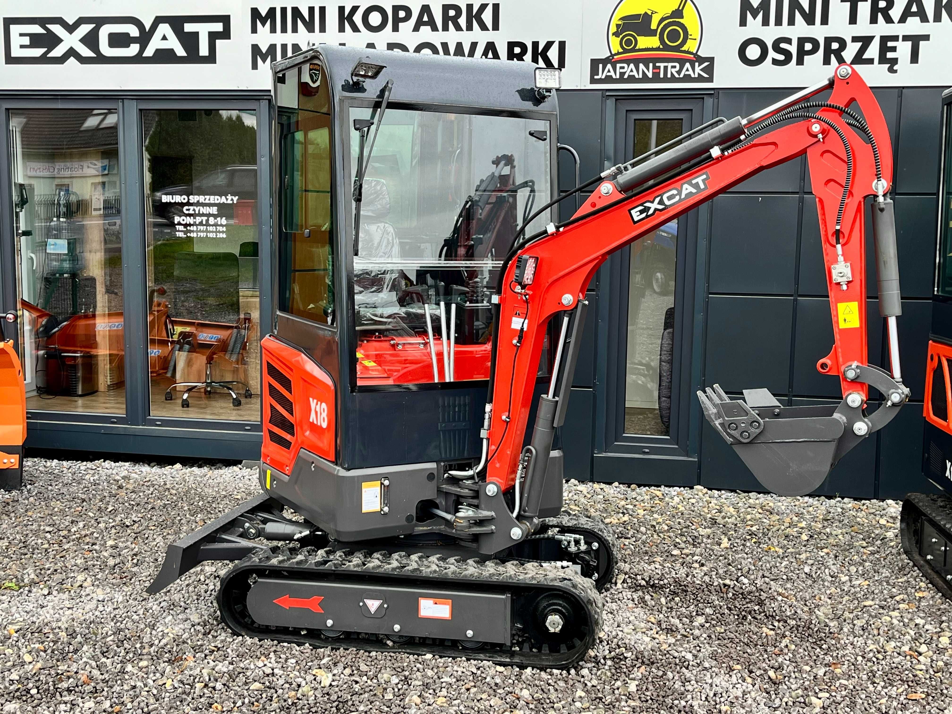 Minikoparka EXCAT X18, KUBOTA 14KM, Waga 1800kg, Leasing Kredyt