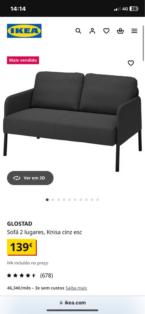 Sofá pequeno do ikea