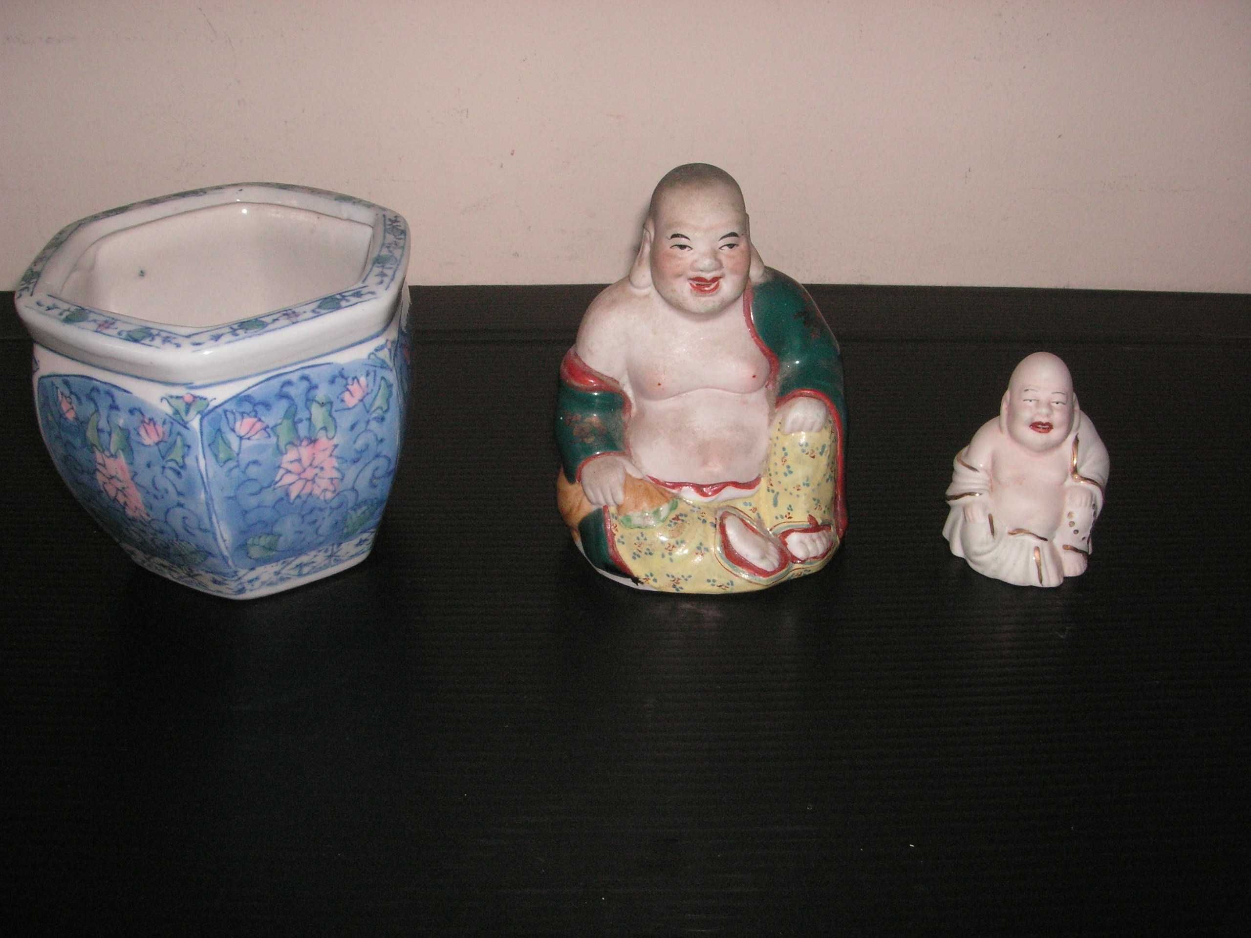 Porcelana Chinesa Buda Antigo, Buda Campoly e Cachepot / Floreira