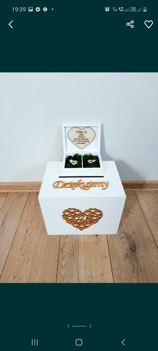 Zestaw dekoracji ślubnych Pudełko na koperty Pudełko na obrączki wesel