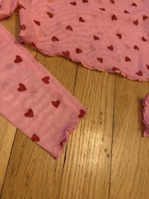 Bluzka różowa siatka serduszka prześwitująca