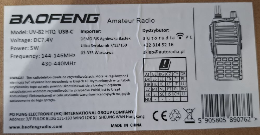 Skaner częstotliwości Baofeng, stan idealny gwarancja