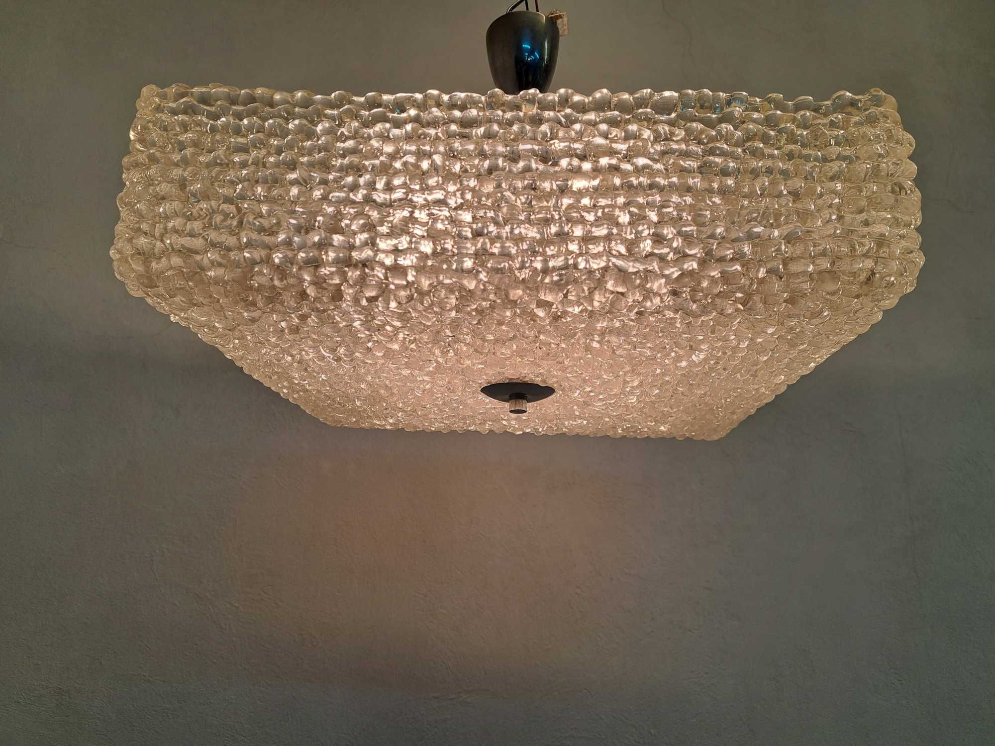 Lampa kwadratowa Austrolux plastik akryl klosz chrom lodowe szkło