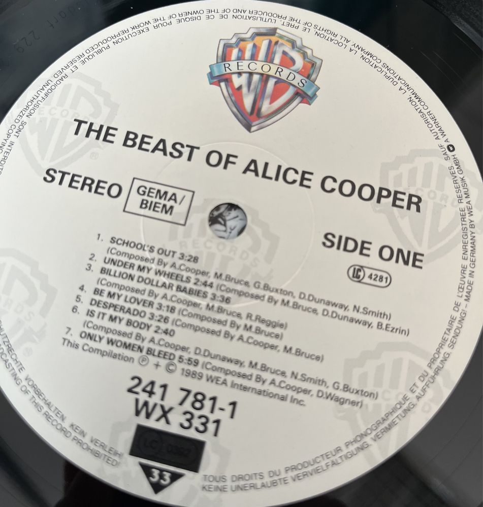 Alice Cooper - The Beast Of Alice Cooper (Vinyl, 1989 UK & Europe, NM)