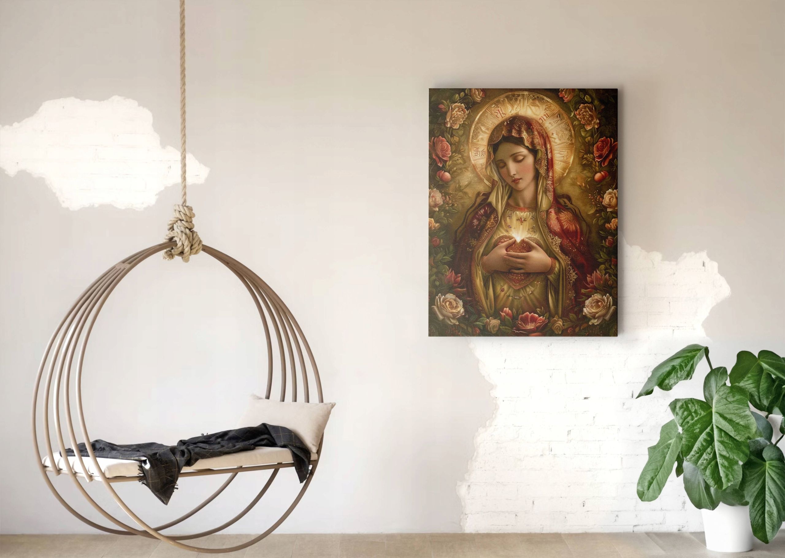 Obraz na Płótnie Serce Matki Bożej 45x60 cm - Sztuka Sakralna