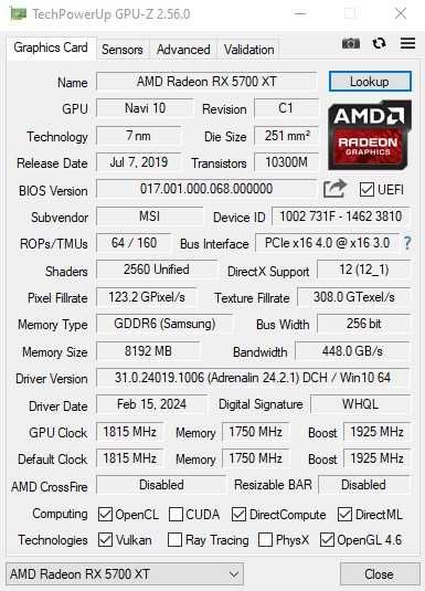 Видеокарта 5700 XT 8Гб