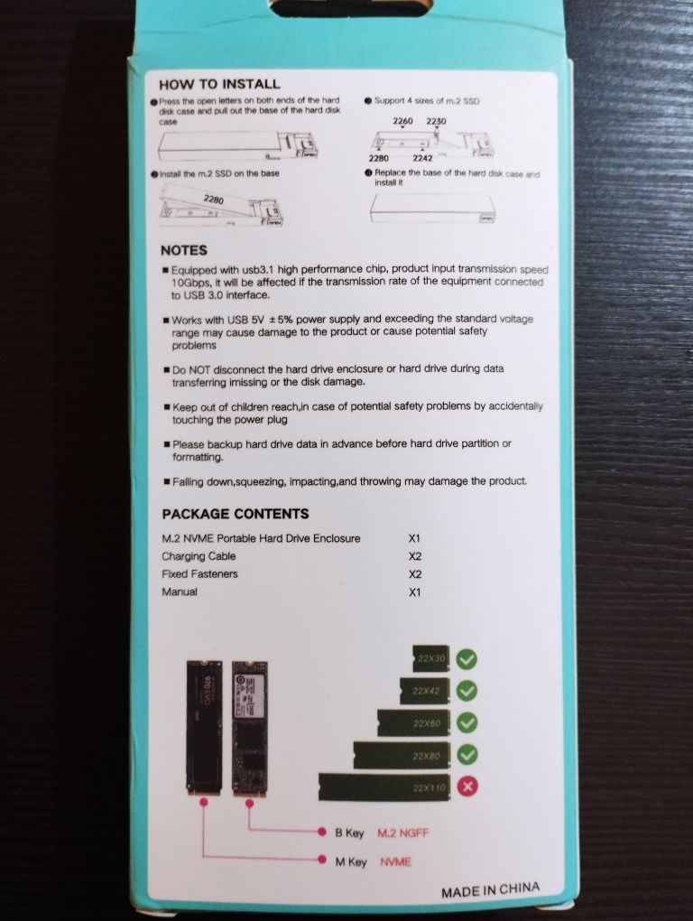 New Universal External USB 3.1 Box with 128Gb NVME inside