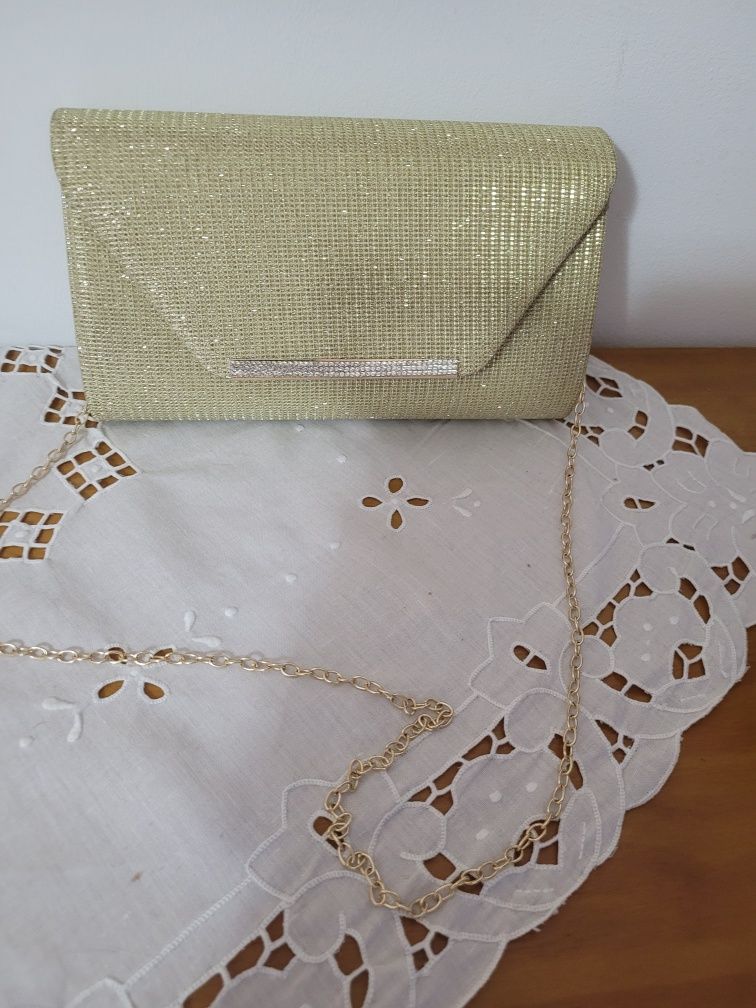 Pochete mala  dourada nova para casamento ou baptizado