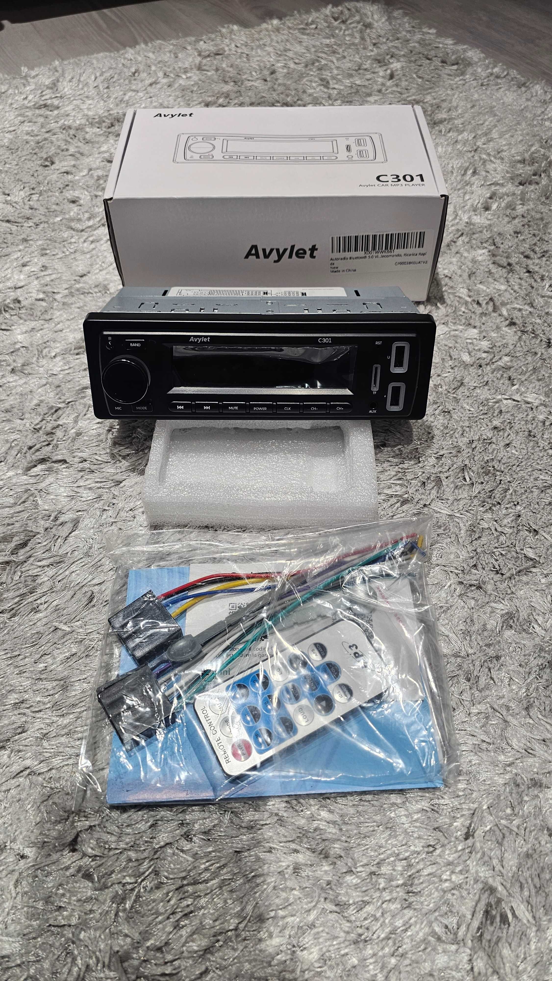 Rádio Carro ‎Avylet ‎C301 FM BT5.0 Comando 60W
